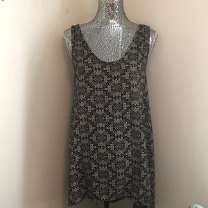 Black and tan patterned chiffon dress